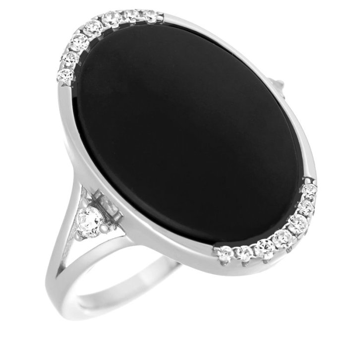 Кольцо из серебра с керамикой и куб. цирконием (Арт.tm-r375-1-b-w-x-x-w)