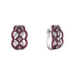 Серьги из белого золота с бриллиантом и рубином (Арт.me31406a-ru-wd_ru_wg)