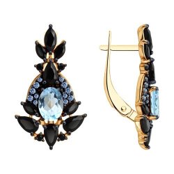 Серьги из золочёного серебра с миксом камней (Арт.92022844)