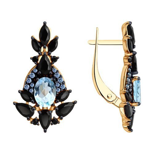 Серьги из золочёного серебра с миксом камней (Арт.92022844)