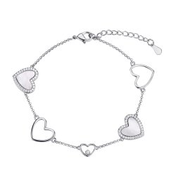 Браслет из серебра с жемчугом и фианитом (Арт.pi-b03087-x-w-pn-x-w)