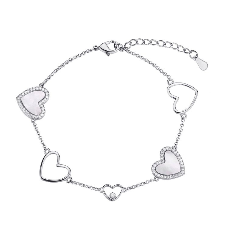 Браслет из серебра с жемчугом и фианитом (Арт.pi-b03087-x-w-pn-x-w)