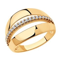 Кольцо из золочёного серебра с фианитами (Арт.93-110-00997-1)