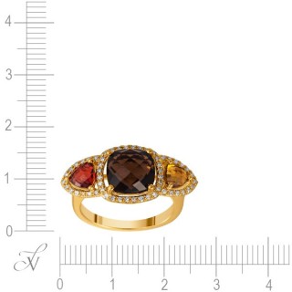 Кольцо из золота с бриллиантом и гранатом (Арт.r34664_ko_ct_gr_sq_yg)