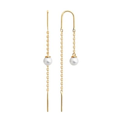 Серьги из золочёного серебра с жемчугом (Арт.93-323-01495-2)