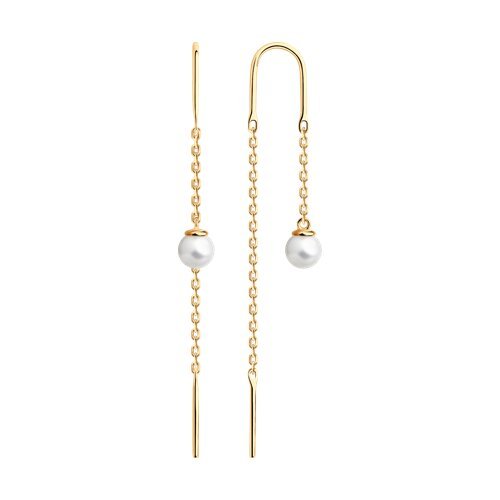 Серьги из золочёного серебра с жемчугом (Арт.93-323-01495-2)