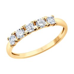 Кольцо из золочёного серебра с фианитами (Арт.93010899)