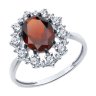 Кольцо из серебра с гранатом и фианитами (Арт.94-310-02042-2)