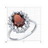 Кольцо из серебра с гранатом и фианитами (Арт.94-310-02042-2)