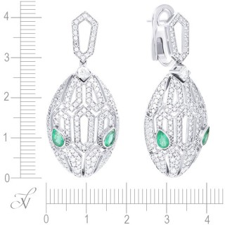 Серьги из белого золота с бриллиантами и изумрудами «Emerald Vision» JVG (арт.SR17)