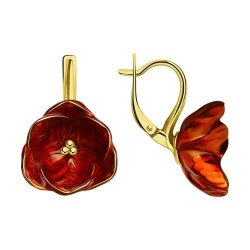 Серьги из золочёного серебра с эмалью (Арт.93021025)