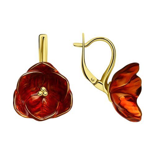 Серьги из золочёного серебра с эмалью (Арт.93021025)