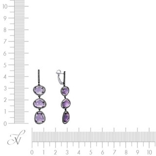 Серьги золото с аметистом и бриллиантами «Фиалковый Шарм» MY JEWELS (арт.U331AMC4WT_AM_BLK)