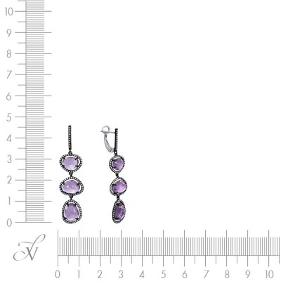 Серьги золото с аметистом и бриллиантами «Фиалковый Шарм» MY JEWELS (арт.U331AMC4WT_AM_BLK)