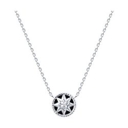 Колье из серебра с фианитом и эмалью (Арт.94071327)