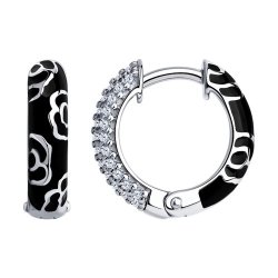 Серьги из серебра с фианитами и эмалью (Арт.94024820)