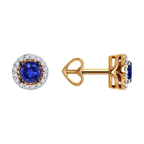 Серьги из золота с бриллиантами и сапфирами (Арт.51-222-01772-4)
