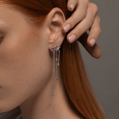 Серьги из серебра с фианитами «Каскадный блеск» Соколов (арт.9417)