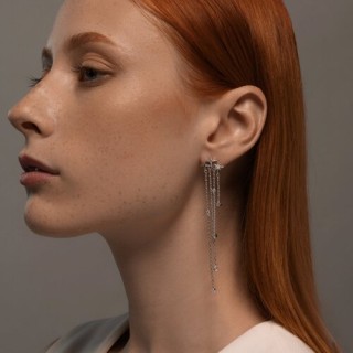 Серьги из серебра с фианитами «Каскадный блеск» Соколов (арт.9417)
