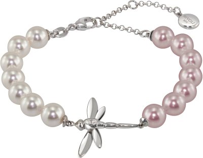 Браслет из серебра с жемчугом и куб. цирконием (Арт.b24-df28-s-13-1)