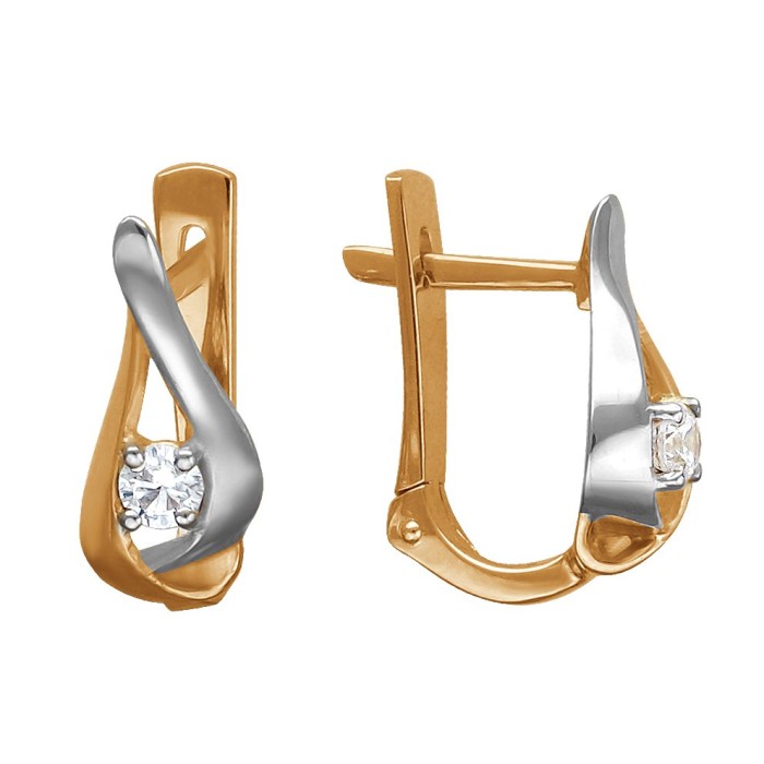 Серьги из красного золота с фианитами «Two Line Элегия» Estet (арт.01С1112311Р)