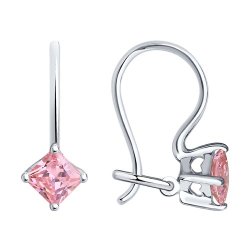 Серьги из серебра с розовыми фианитами (Арт.94020583)