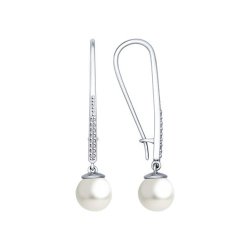 Серьги длинные из серебра с фианитами (Арт.94022212)