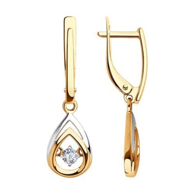 Серьги из золота с фианитом «Капля Света» Соколов (арт.028240)