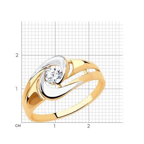 Золотое кольцо с фианитом «Вихрь сияния» (арт. 018418)