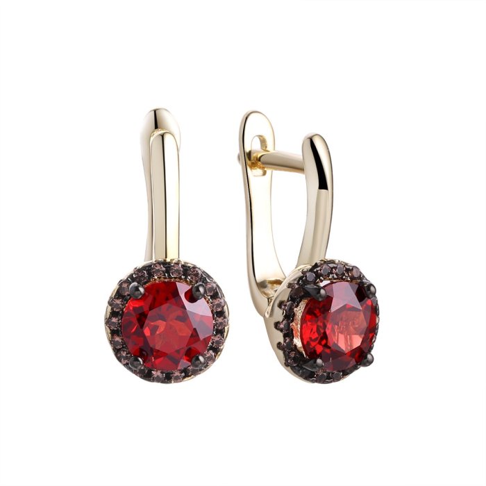 Серьги из серебра с гранатом (Арт.cz-e00923-x-lb-pg-x-br)