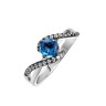 Кольцо с топазом и фианитами «Spring Wave» серебро 925 Fresh Jewelry (арт.CZ-R00935-X-WB-LB-X-W)