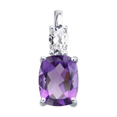 Подвеска из серебра с аметистом и фианитом (Арт.92030825)