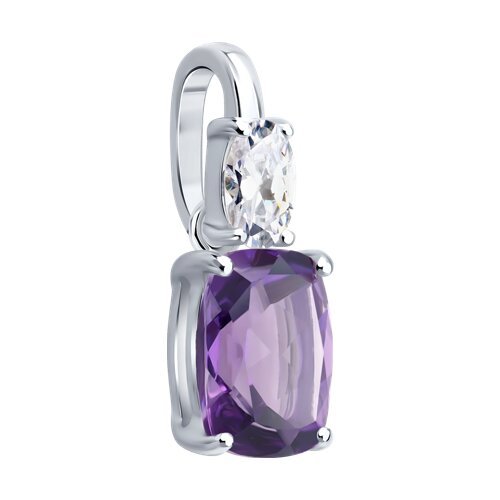Подвеска из серебра с аметистом и фианитом (Арт.92030825)