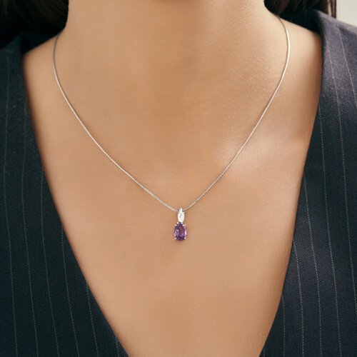 Подвеска из серебра с аметистом и фианитом (Арт.92030825)