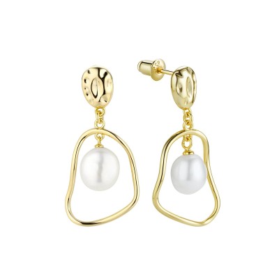 Серьги серебряные с жемчугом «Baroque Shine» Fresh Jewelry (арт.PI-E427-12-X-L-PN-X-X)