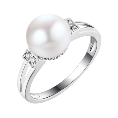 Кольцо с жемчугом и фианитами «Nautilus» Fresh Jewelry (арт.PI-R02486-X-W-PN-X-W)