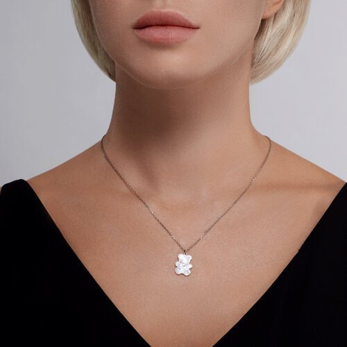 Колье из серебра с фианитом и эмалью (Арт.94070757)