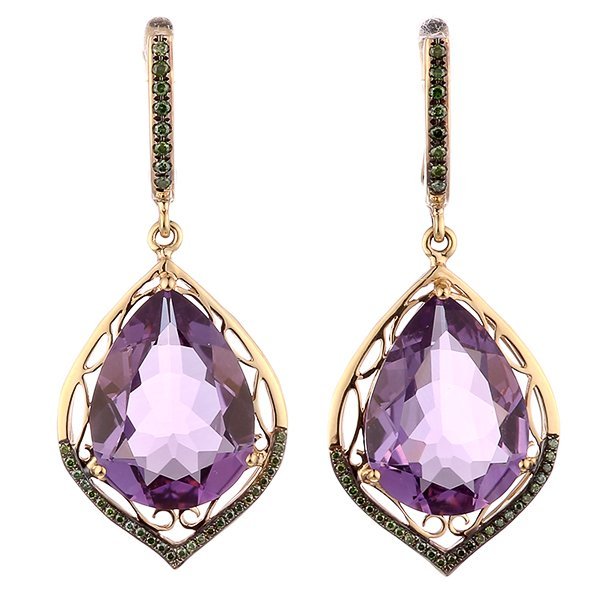 Серьги из золота с аметистом и бриллиантом (Арт.e01425am4yt_sr_dg_am_yg)