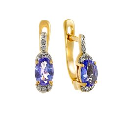 Серьги из серебра с танзанитом и фианитом (Арт.sm-e00576-x-l-tn-x-w)