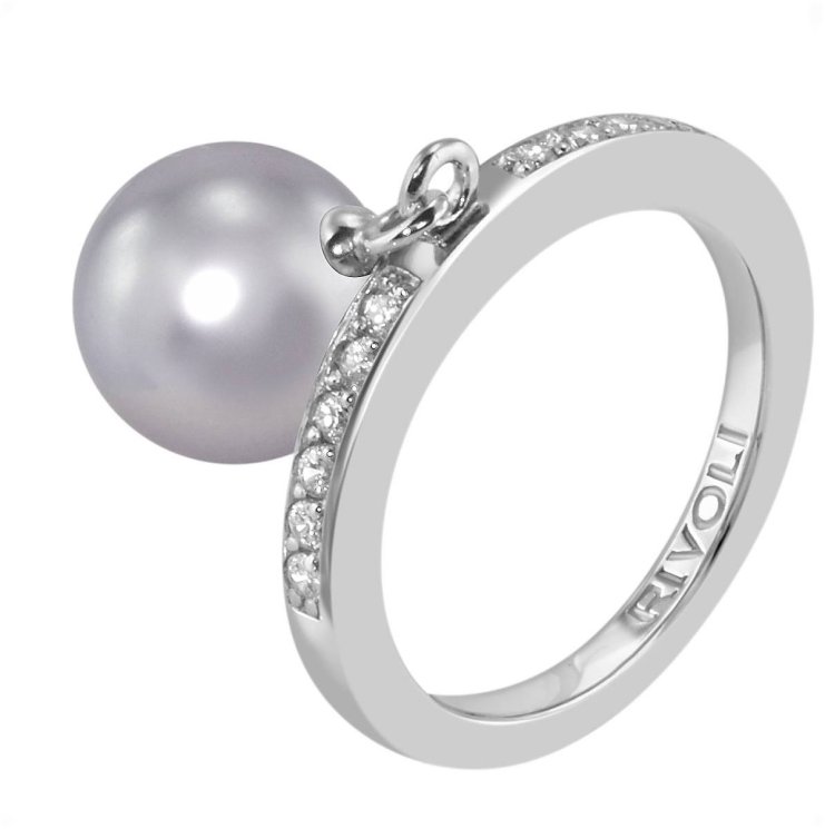 Кольцо из серебра с жемчугом и кристаллом swarovski (Арт.zar-14-10-17-s)