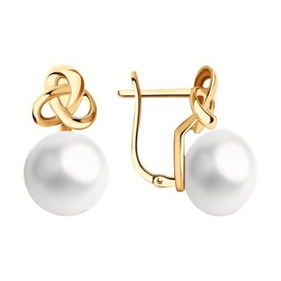 Серьги золотые пробы 585 с жемчугом (Арт.792279)
