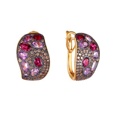 Серьги из золота с аметистом и бриллиантом (Арт.e29637r_sr_dn_pam_rh_yg)