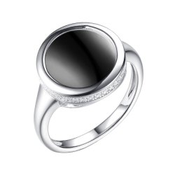Кольцо из серебра с керамикой и фианитом (Арт.tc-r01170-b-w-x-x-w)