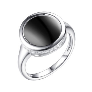 Кольцо серебряное с керамикой и фианитами «Ceramic Noir» Fresh Jewelry (арт.TC-R01170-B-W-X-X-W)