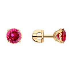 Серьги из золочёного серебра с корундами (Арт.84020038)