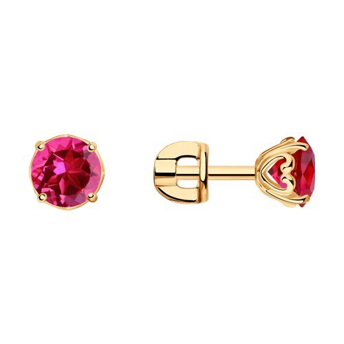 Серьги из золочёного серебра с корундами (Арт.84020038)