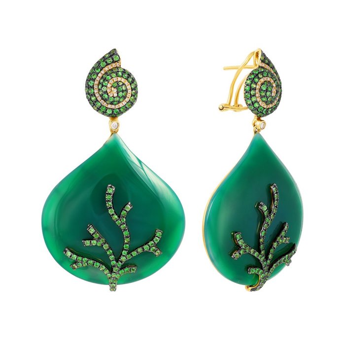 Серьги из золота с агатом и бриллиантом (Арт.hf04261e-ygagg_tv_zag_yg)