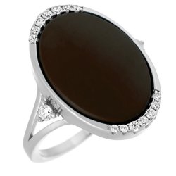 Кольцо из серебра с керамикой и куб. цирконием (Арт.tm-r375-1-br-w-x-x-w)
