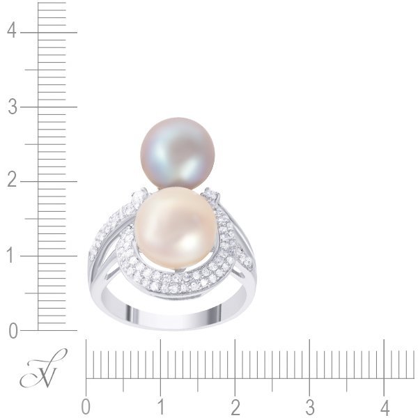 Кольцо из белого золота с бриллиантом и жемчугом (Арт.l649pma4wz_wp_wg)