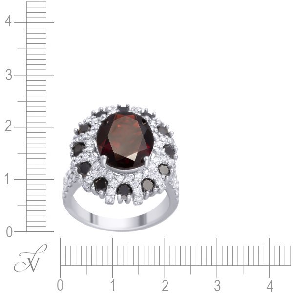 Кольцо из белого золота с бриллиантом и гранатом (Арт.mj-2204r_wgdwdbgr_ko_db_gr_wg)